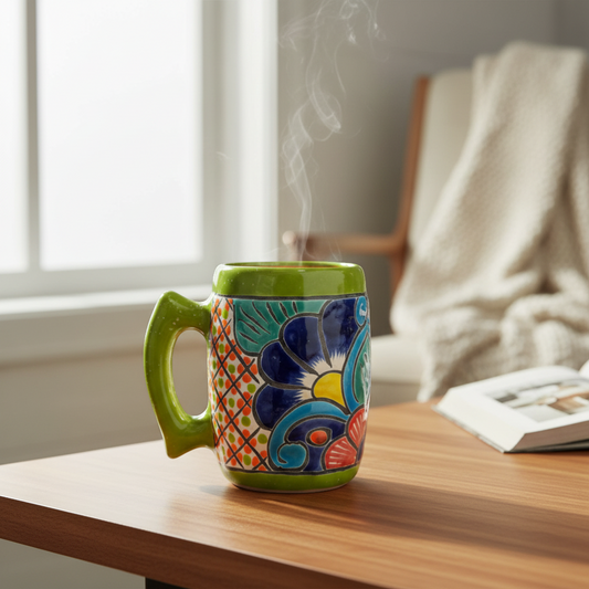 Colorful Handmade Mexican Coffee Mug | Talavera Ceramic Art