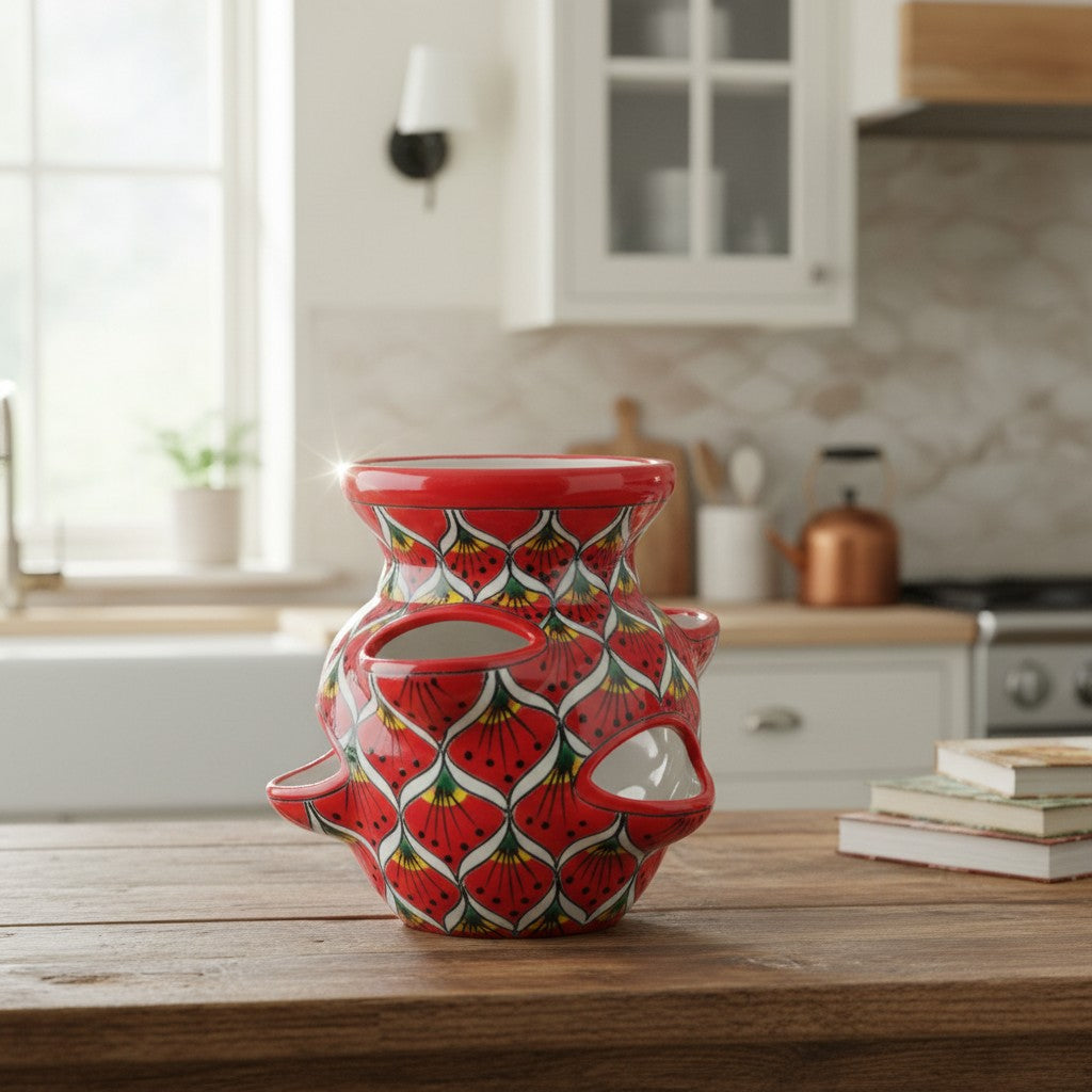 Talavera Strawberry Planter | Red Peacock Design