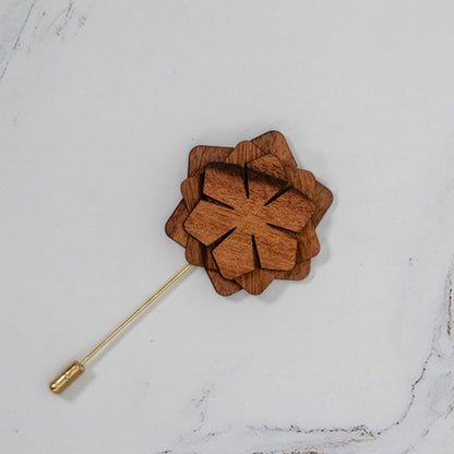 Wood Brooch | Layered Dahlia Rosette