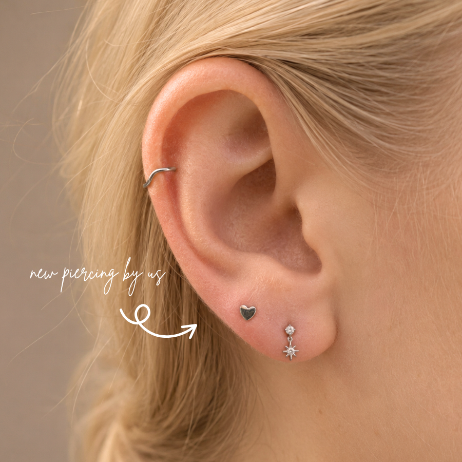Petite Heart Threadless Labret Titanium Flat Back Earring