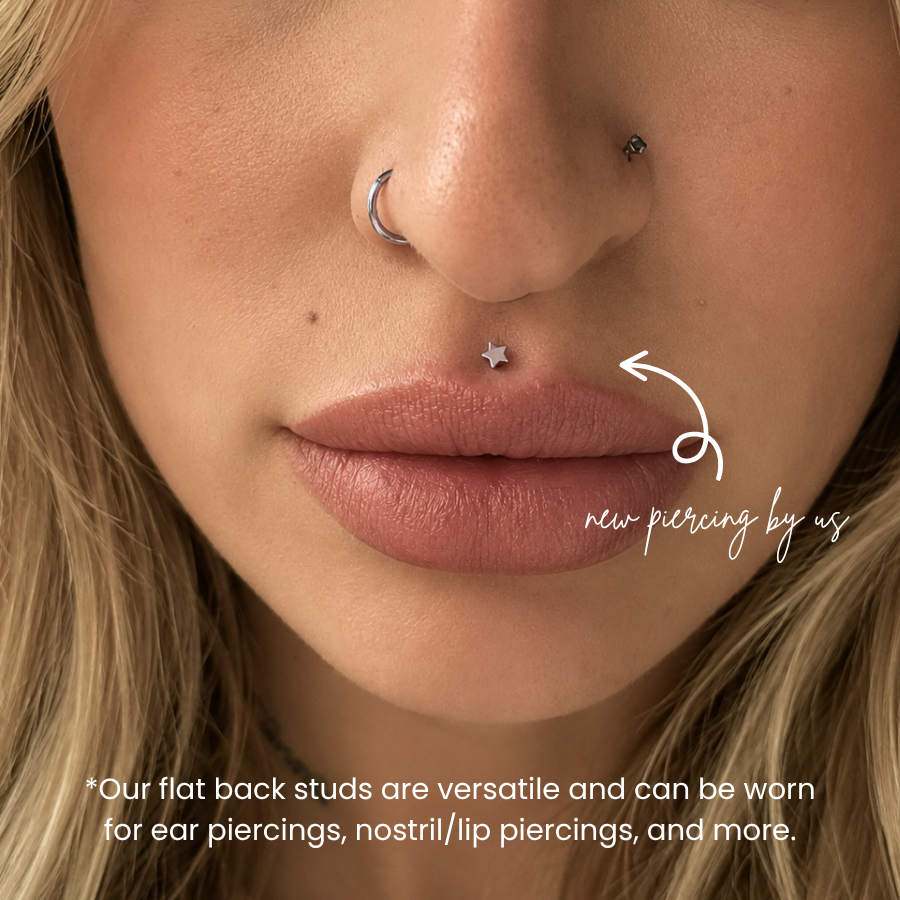 Petite Star Threadless Labret Titanium Flat Back Earring