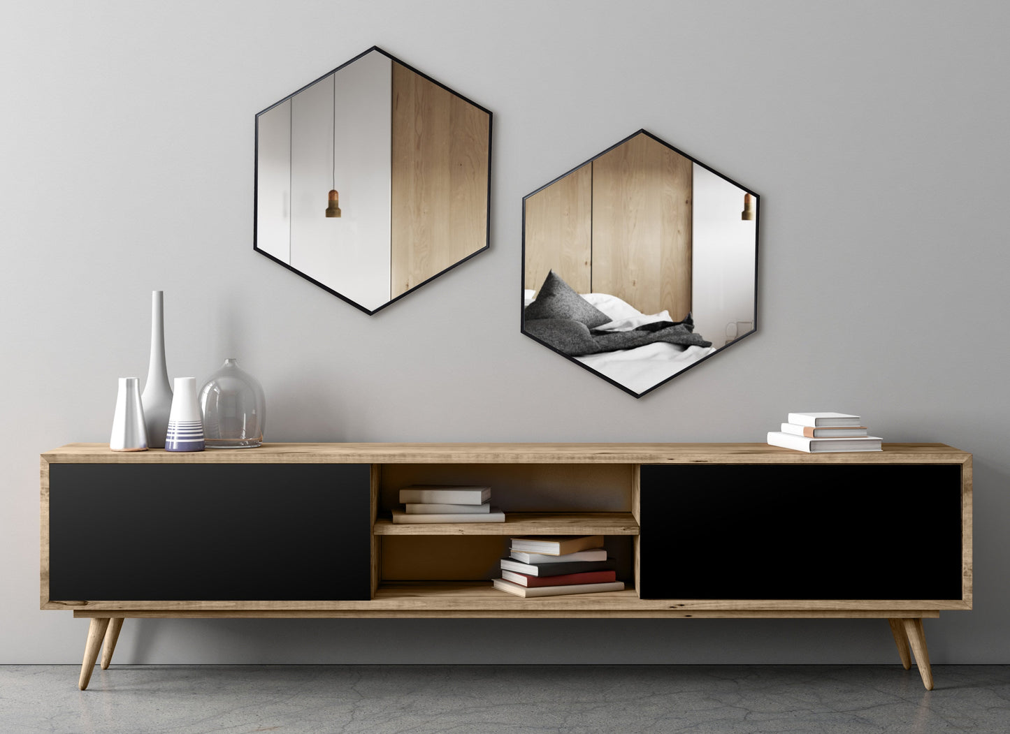 Rhodes Framed Hexagon Wall Mirror