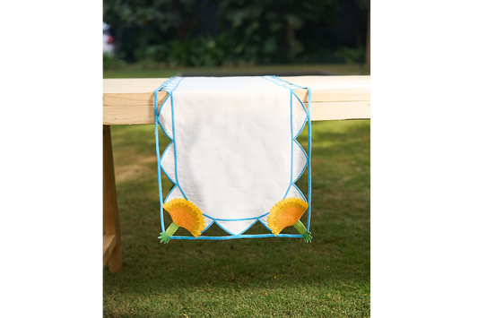 Hand Embroidered Heirloom Petals Table Runner 16.5" × 67"