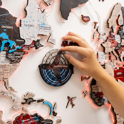Travel Tracker 3D Colored Wooden World Map - Dune