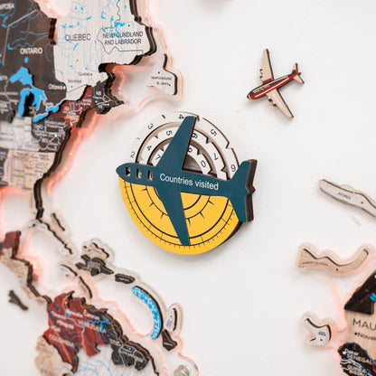 Travel Tracker 3D Colored Wooden World Map - Country
