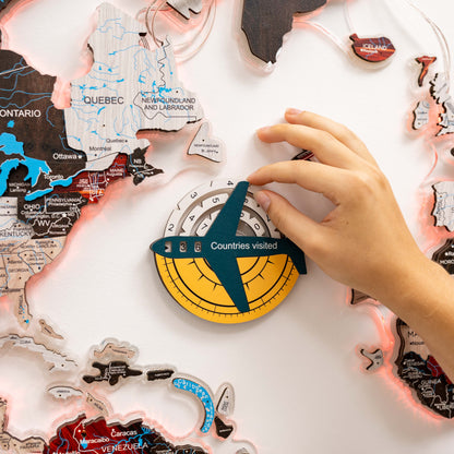 Travel Tracker 3D Colored Wooden World Map - Country