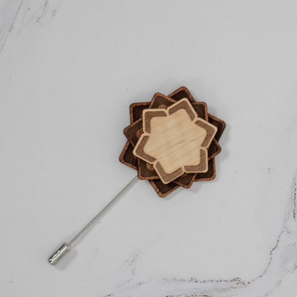 Wood Brooch | Layered Lotus