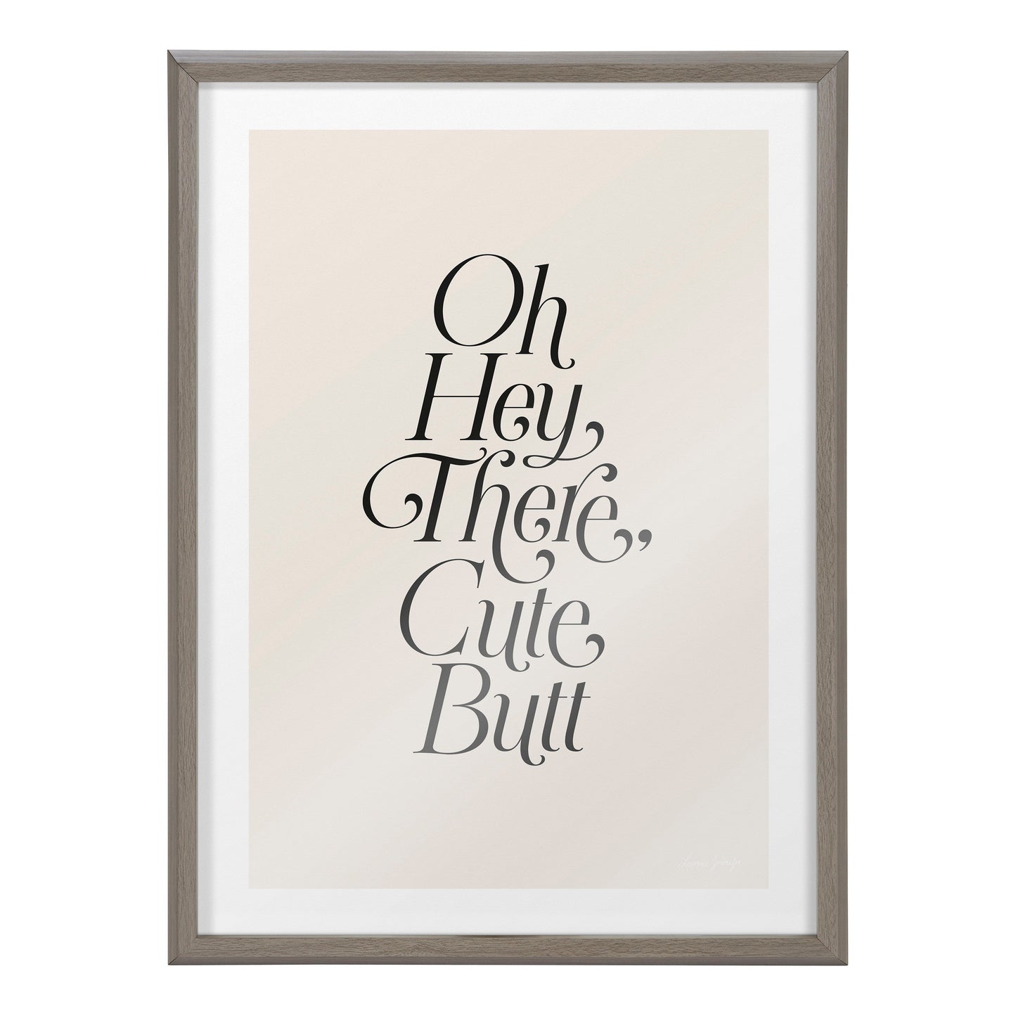 Blake Nice Butt Framed Printed Glass by Leonora Jennifer Benza of Yellow Heart Art