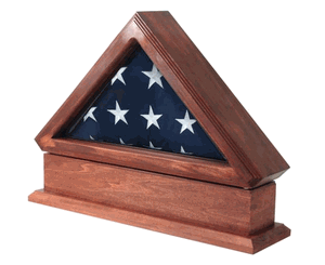 Flag Display Case, Pedestal For 3ft X 5ft Flag, Solid Oak