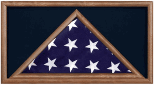 Large Military Flag and Medal Display Case -Black felt with 3' X 5' flag