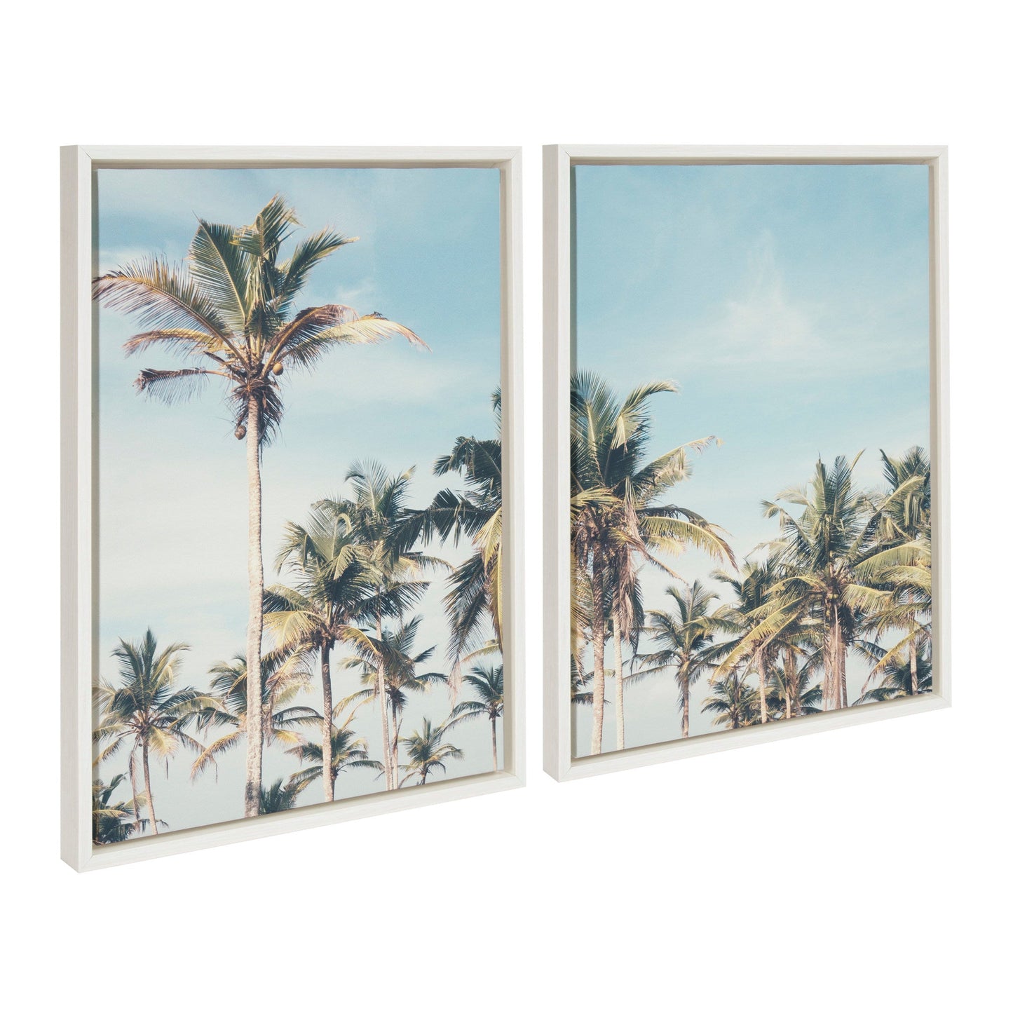 Sylvie Coastal Coconut Palm Tree Beach Framed Canvas Set by The Creative Bunch Studio