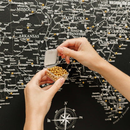Wooden Canvas USA Map - Black