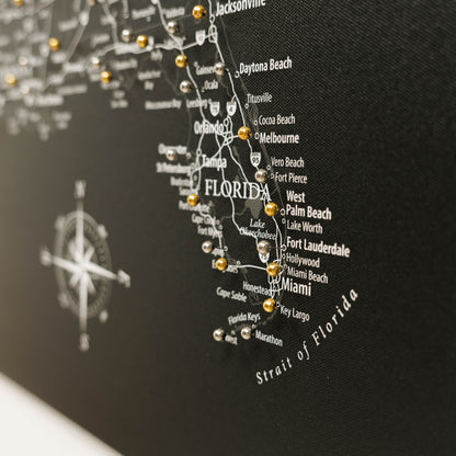 Wooden Canvas USA Map - Black