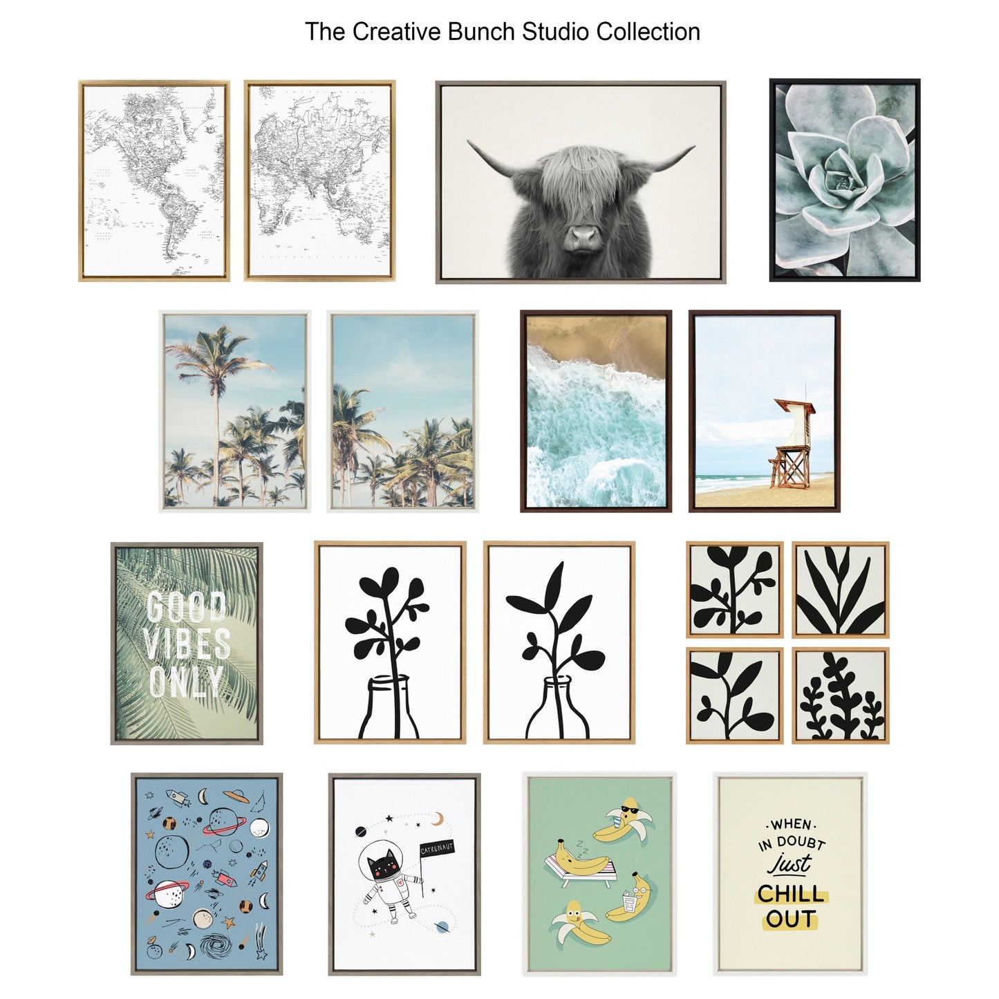 Sylvie Modern Botanical Vase Framed Canvas Set by The Creative Bunch Studio
