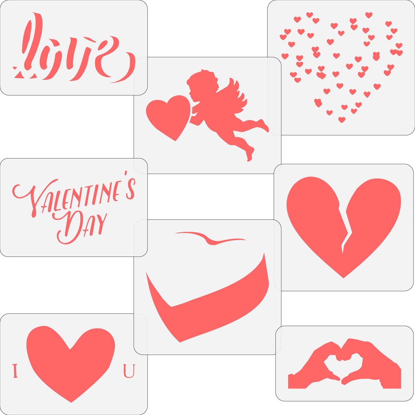 Valentine's Day Heart Symbols Stencil Set