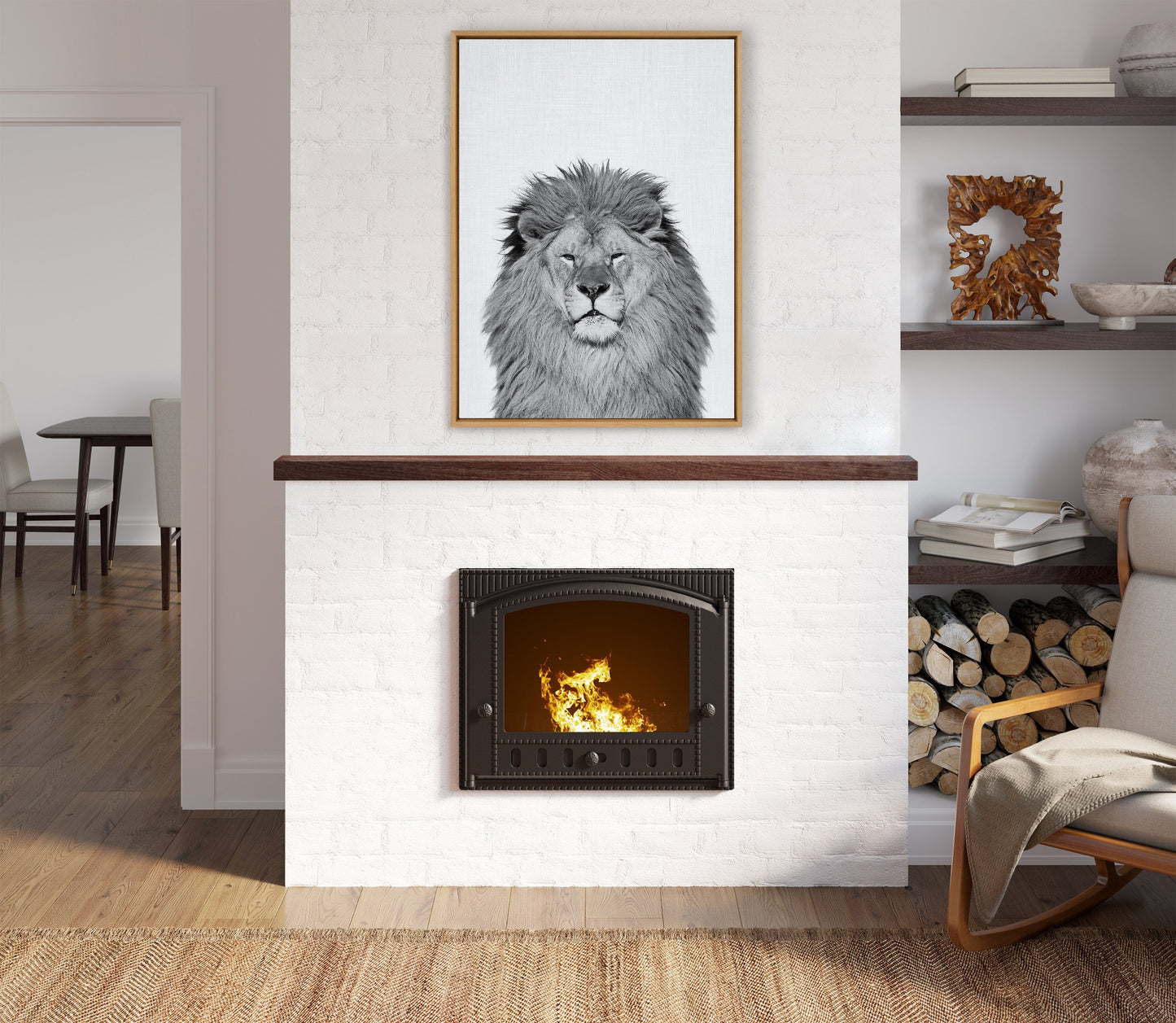 Sylvie Lion Framed Canvas by Simon Te Tai