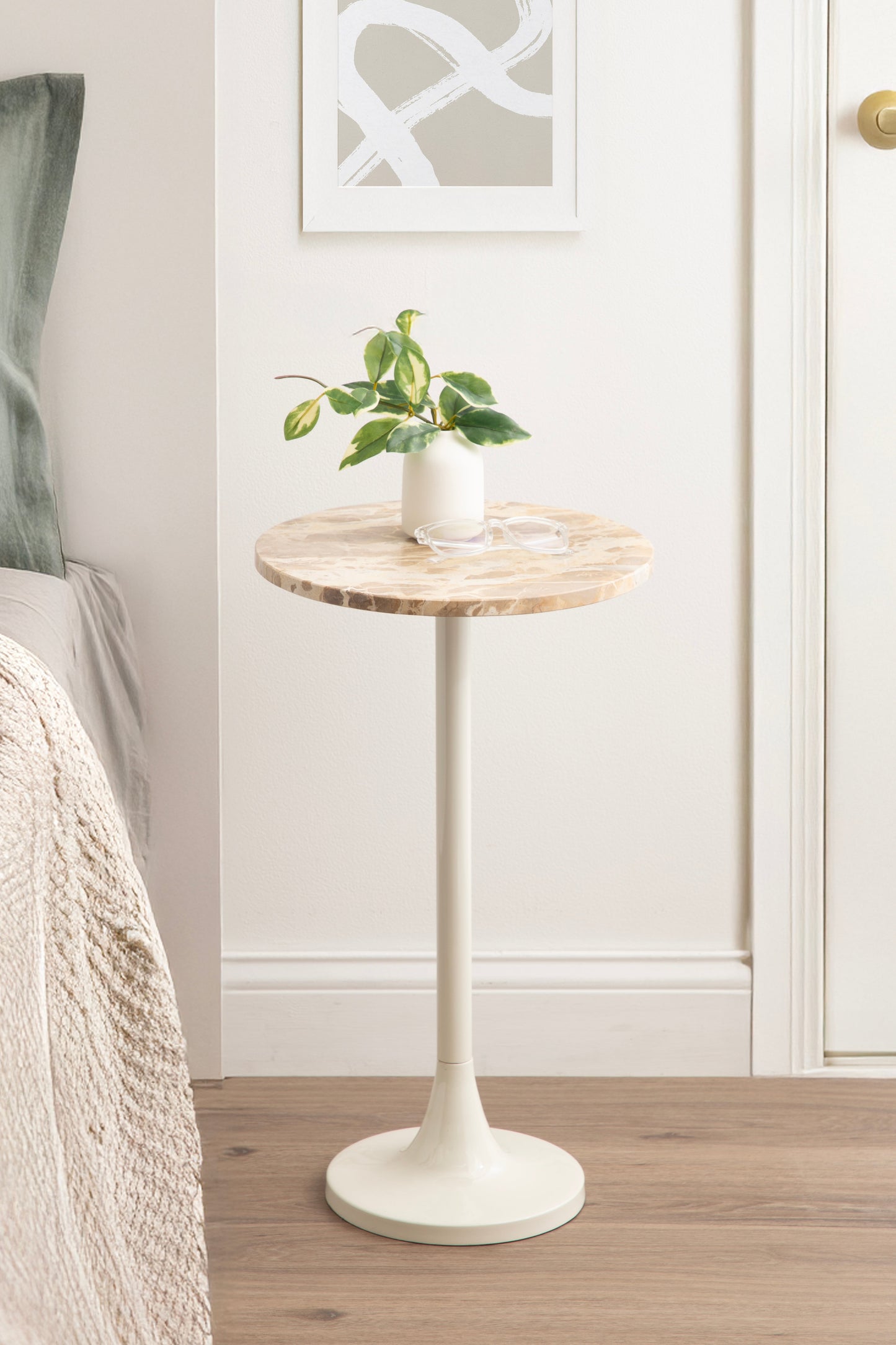 Baronet Round Marble and Metal Table