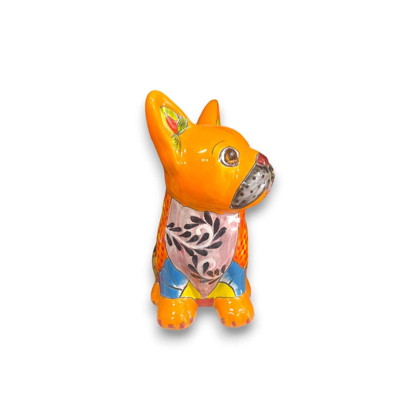 Medium Talavera French Bulldog Statue | Unique Dog Sculpture