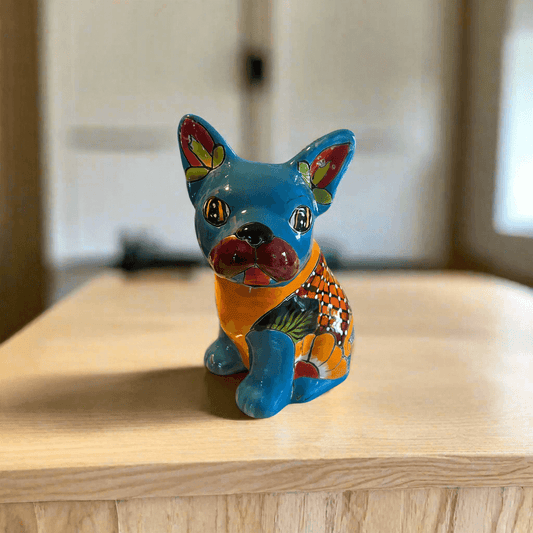 Medium Talavera French Bulldog Statue | Unique Dog Sculpture