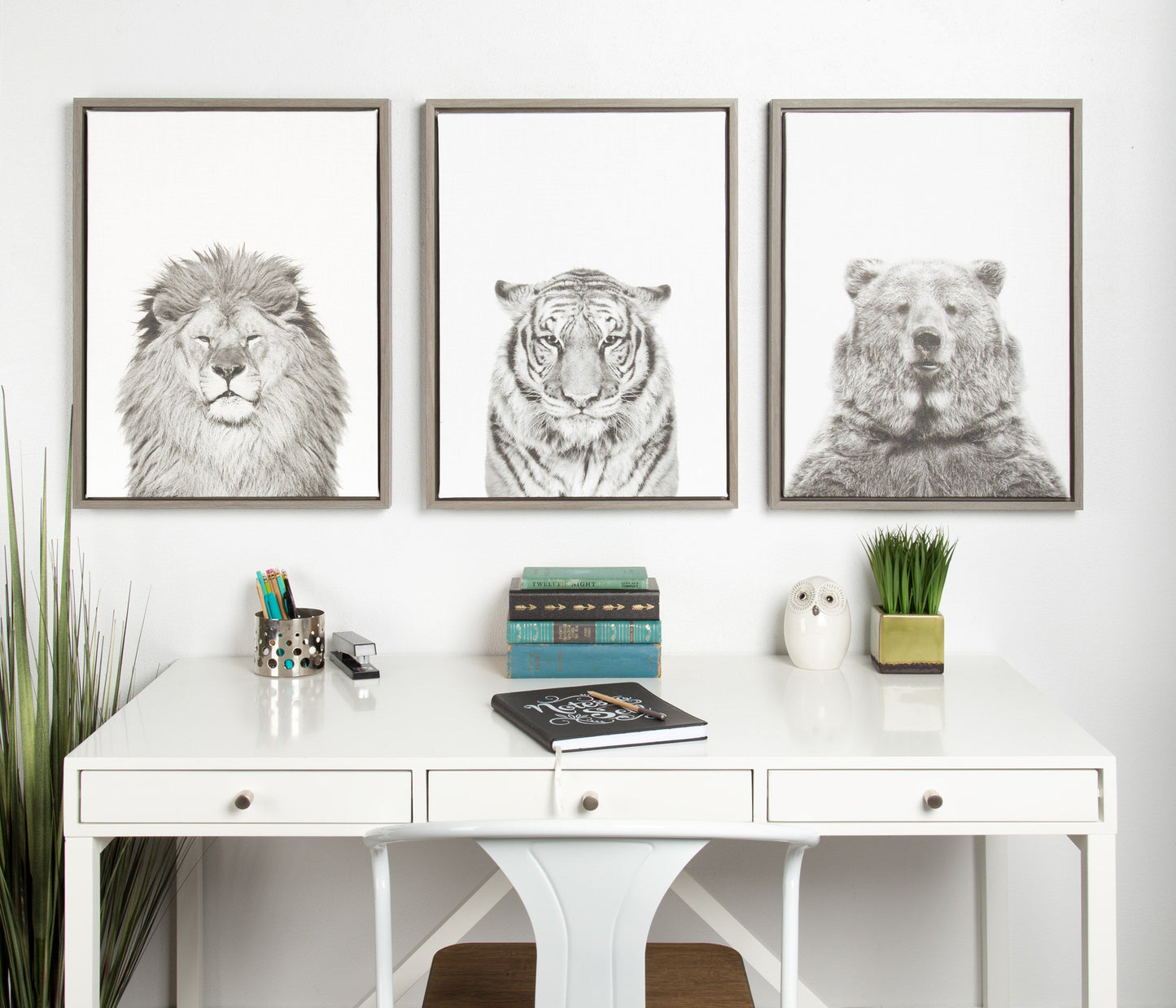 Sylvie Lion Framed Canvas by Simon Te Tai
