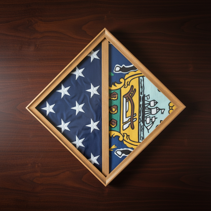 2 Flags display case - Wall Mounted box - Fit 3" x 5" Flag.