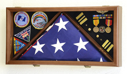 Large Flag & Medals Military Pins Patches Insignia Holds up to 5x9 Flag Display Case Frame