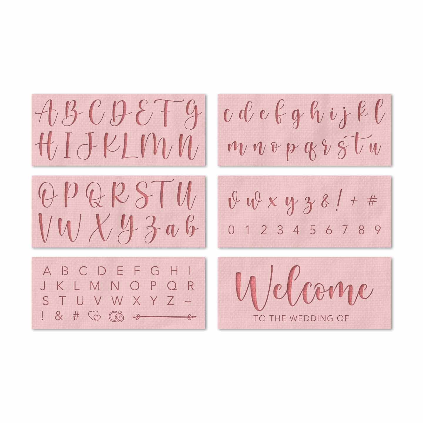 Wedding Stencils Set - Script Numbers, Letters, Symbols