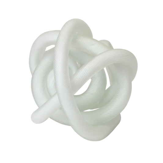 Glass Knot Sculpture - White Frosted Decorative Home Accent 4.72"