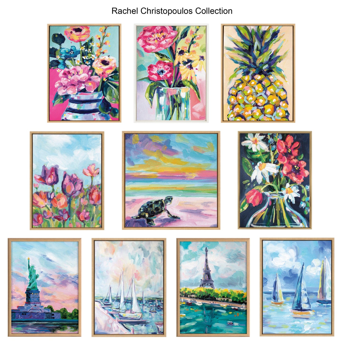 Sylvie Summer Sip Framed Canvas by Rachel Christopoulos