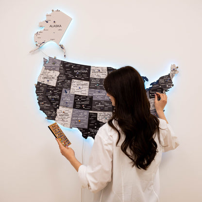 Wooden 3D LED Map of USA - Nordik