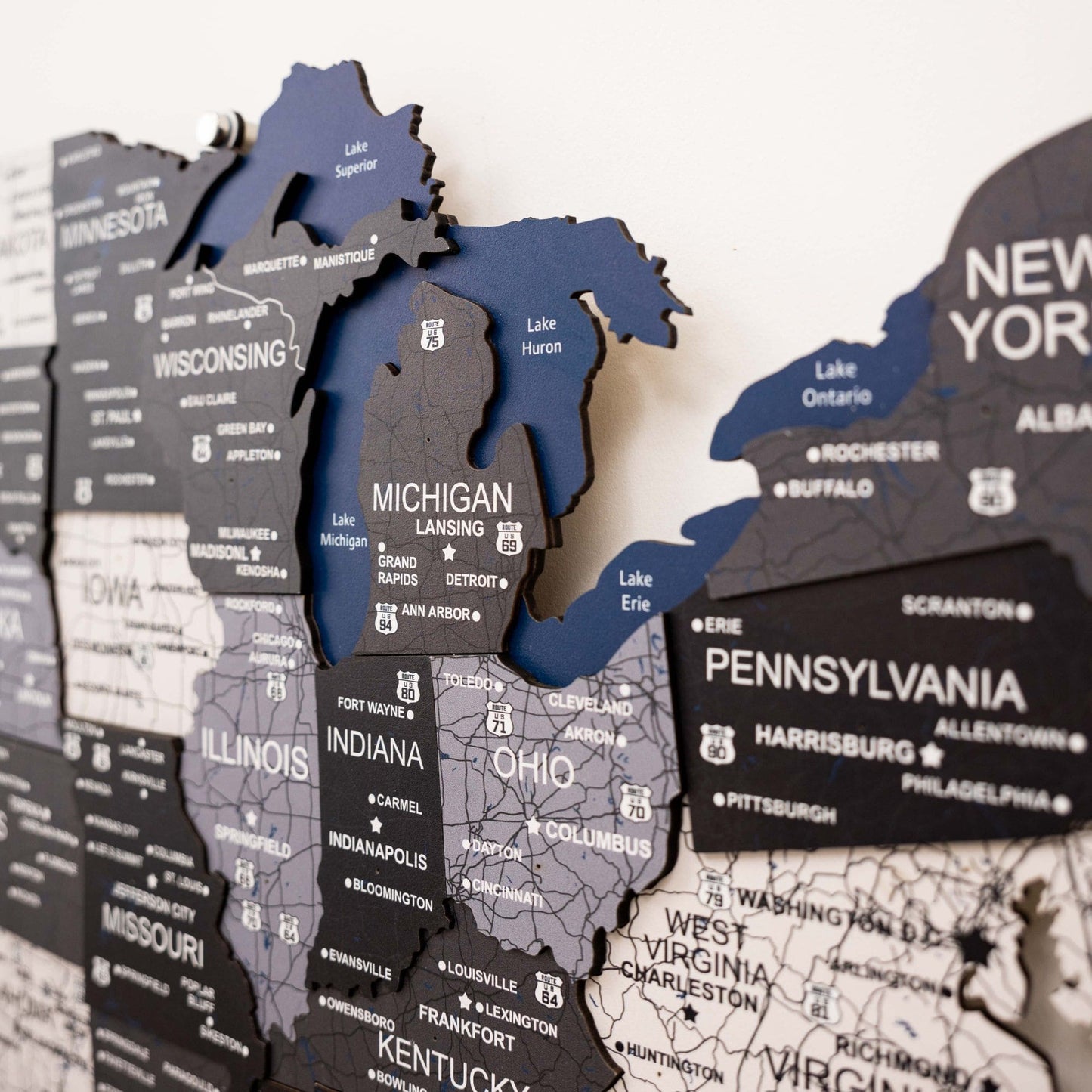 Wooden 3D LED Map of USA - Nordik