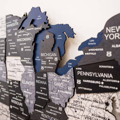 Wooden 3D LED Map of USA - Nordik