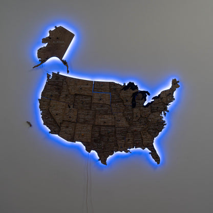 Wooden 3D LED Map of USA - Terra