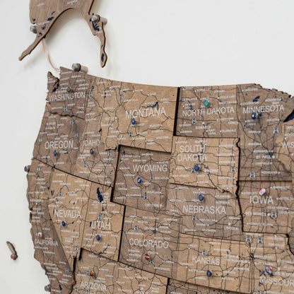 Wooden 3D LED Map of USA - Terra