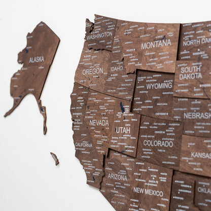 Wooden 3d Map of USA - Dark Walnut