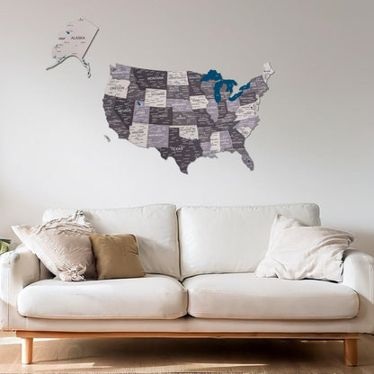 Wooden 3D Map of USA - Nordik