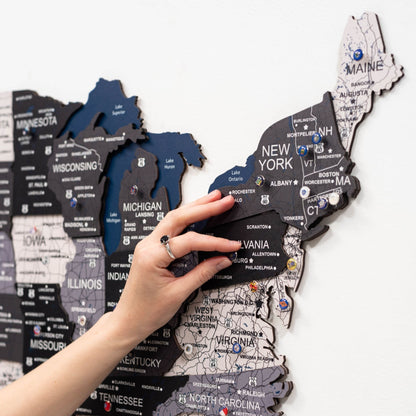 Wooden 3D Map of USA - Nordik
