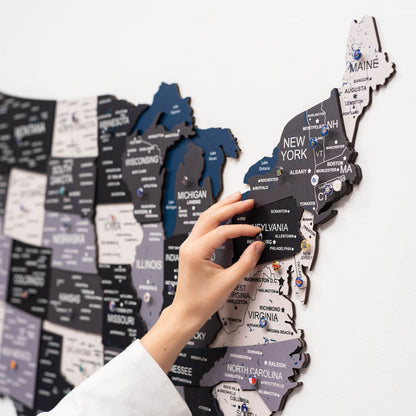 Wooden 3D Map of USA - Nordik