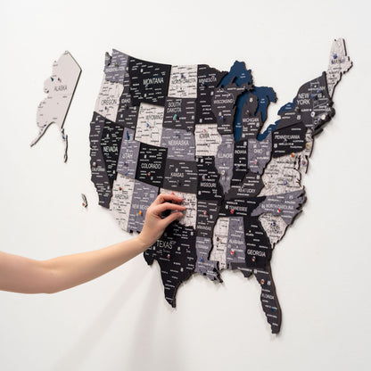 Wooden 3D Map of USA - Nordik