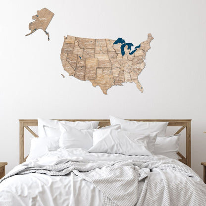 Wooden 3D Map of USA - Terra