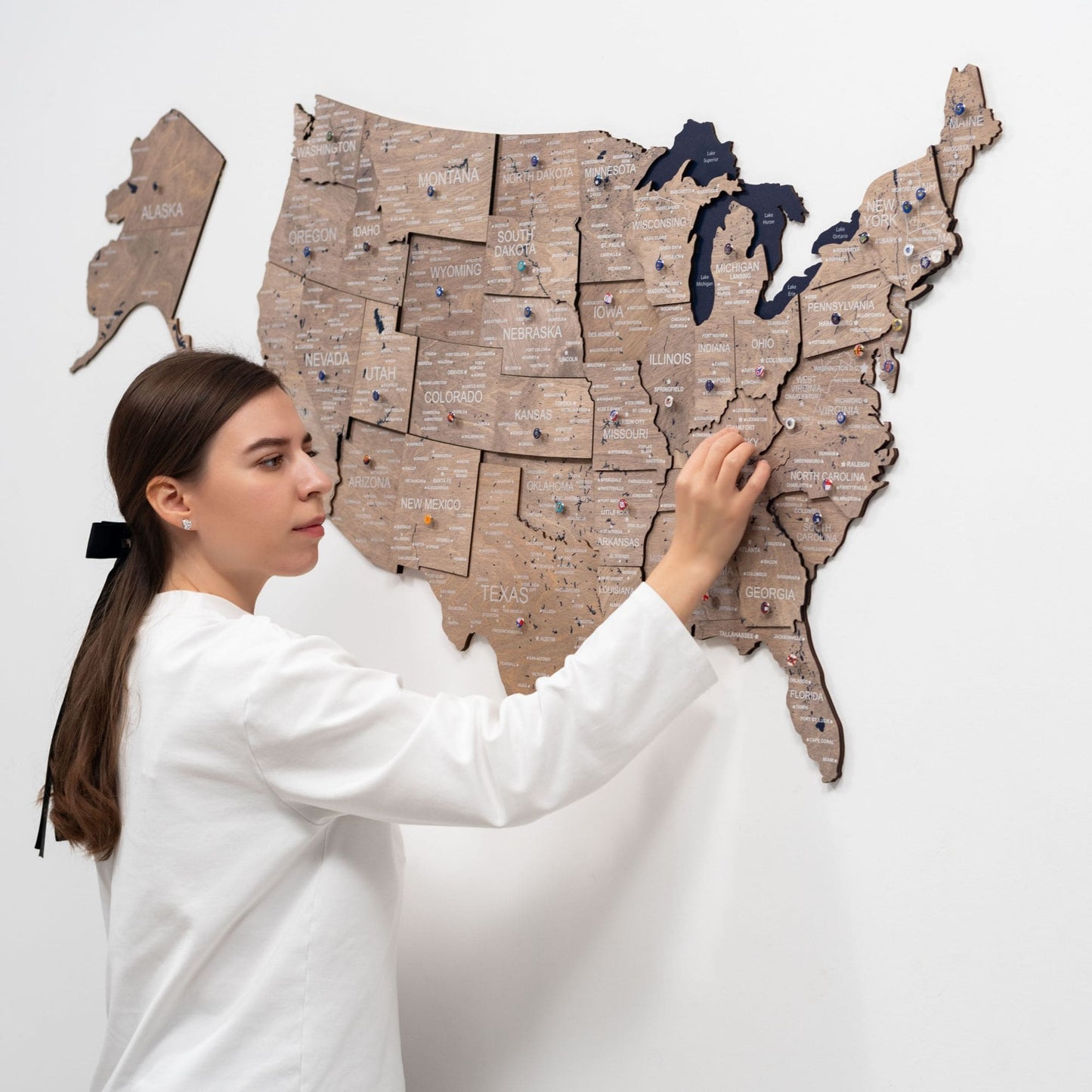 Wooden 3D Map of USA - Terra