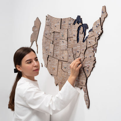 Wooden 3D Map of USA - Terra