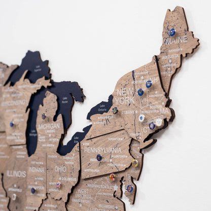 Wooden 3D Map of USA - Terra