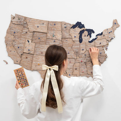 Wooden 3D Map of USA - Terra