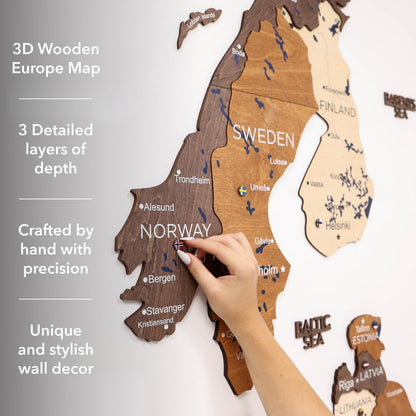 3D Europe Wooden Map Multicolor