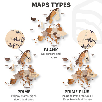 3D Europe Wooden Map Multicolor