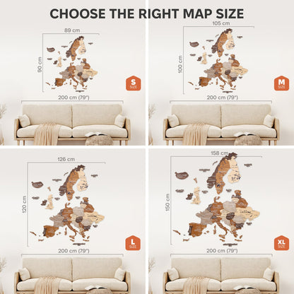 3D Europe Wooden Map Multicolor