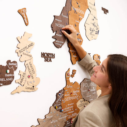 3D Europe Wooden Map Multicolor