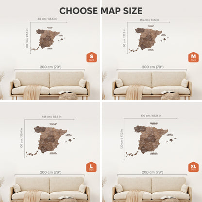 Wooden Map of Spain – Dark Walnut