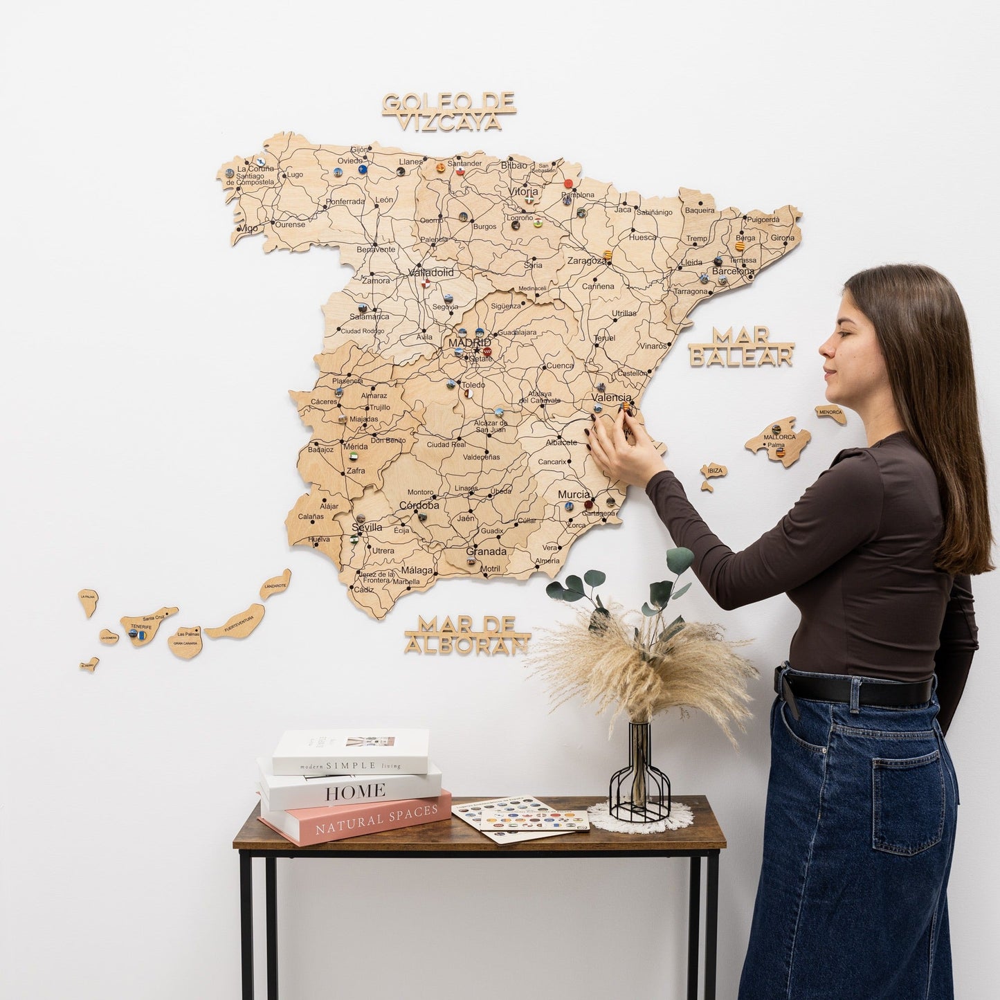 Wooden Map of Spain – Gold
